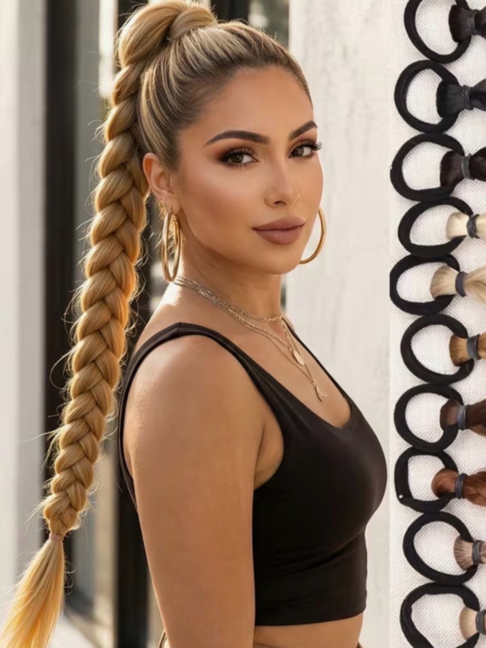Dark blonde brown gold hair Ponytail synthetic costume hair piece long new